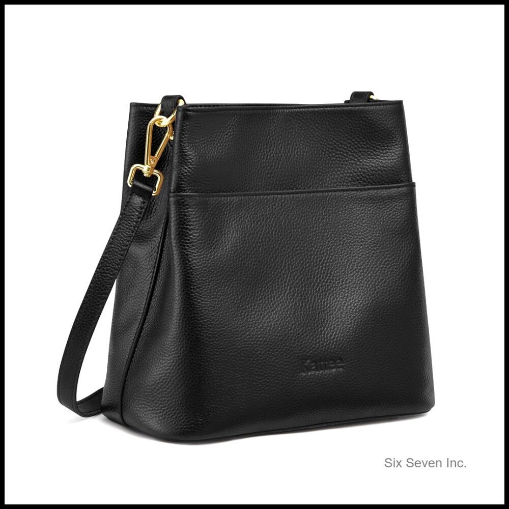 Leather Shoulder Tote Crossbody Bucket Bag Detachable Straps Versatile Chic